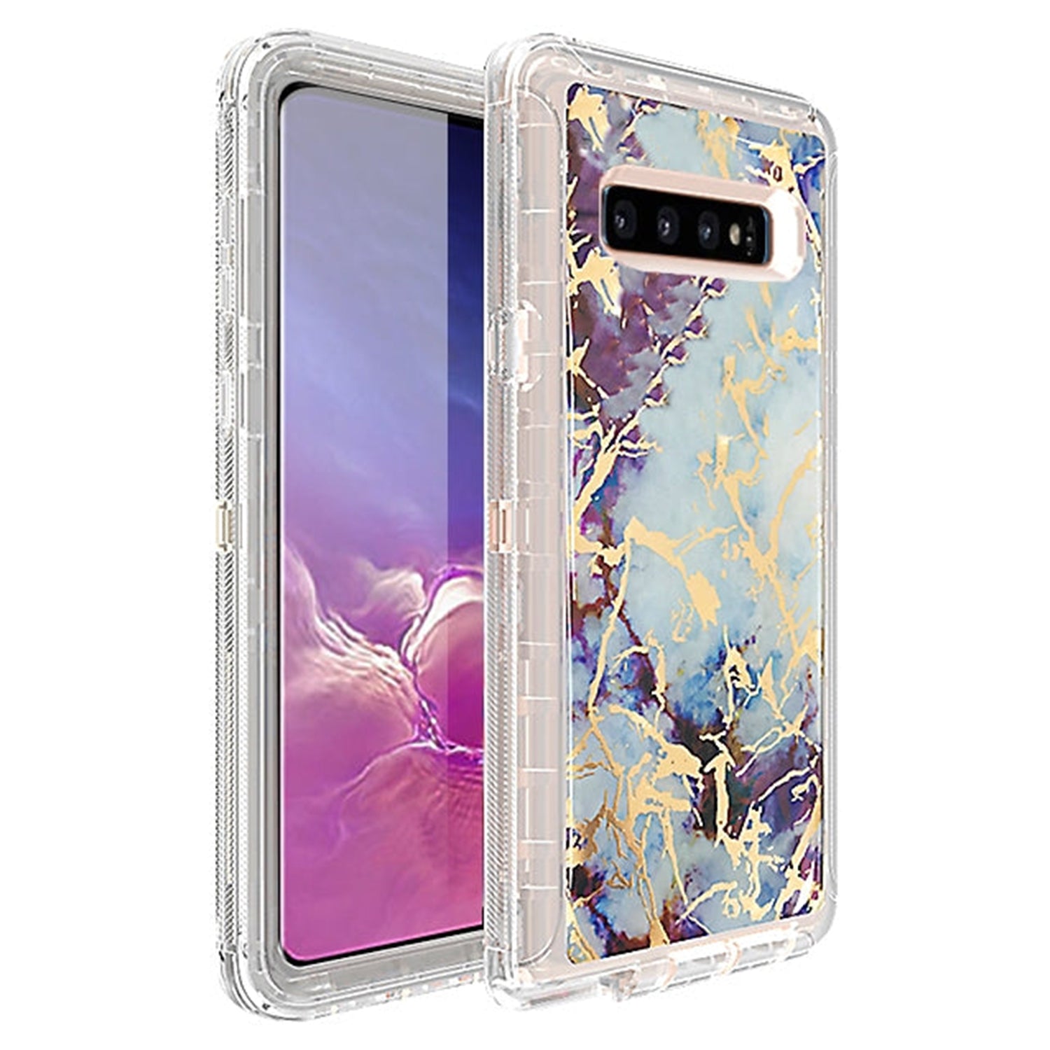 Samsung S10 Plus Anti-Shock Durable Protective TPU Heavy Duty Marble Clear Case