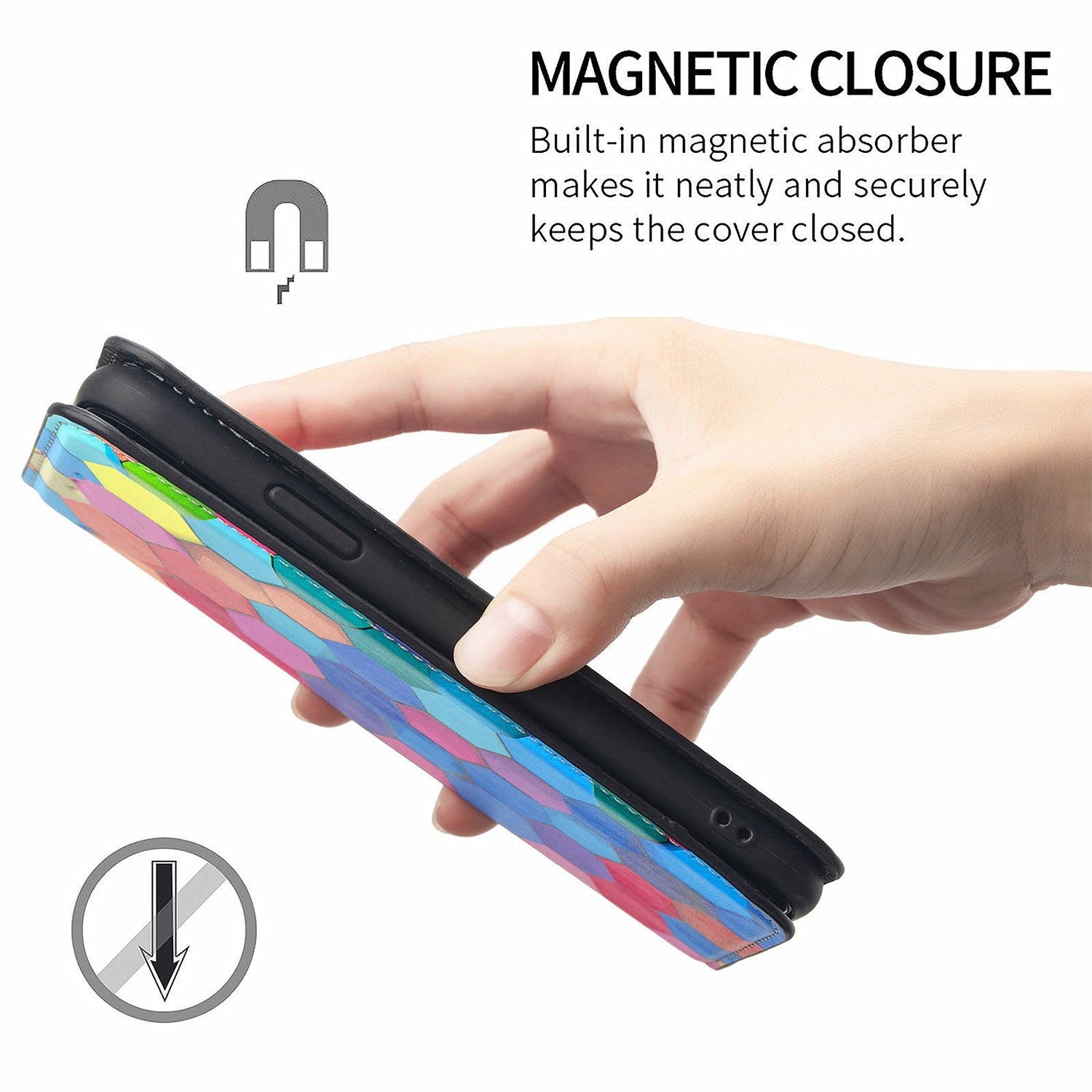 iPhone 14/13  colorful magnetic suction fashion leather case