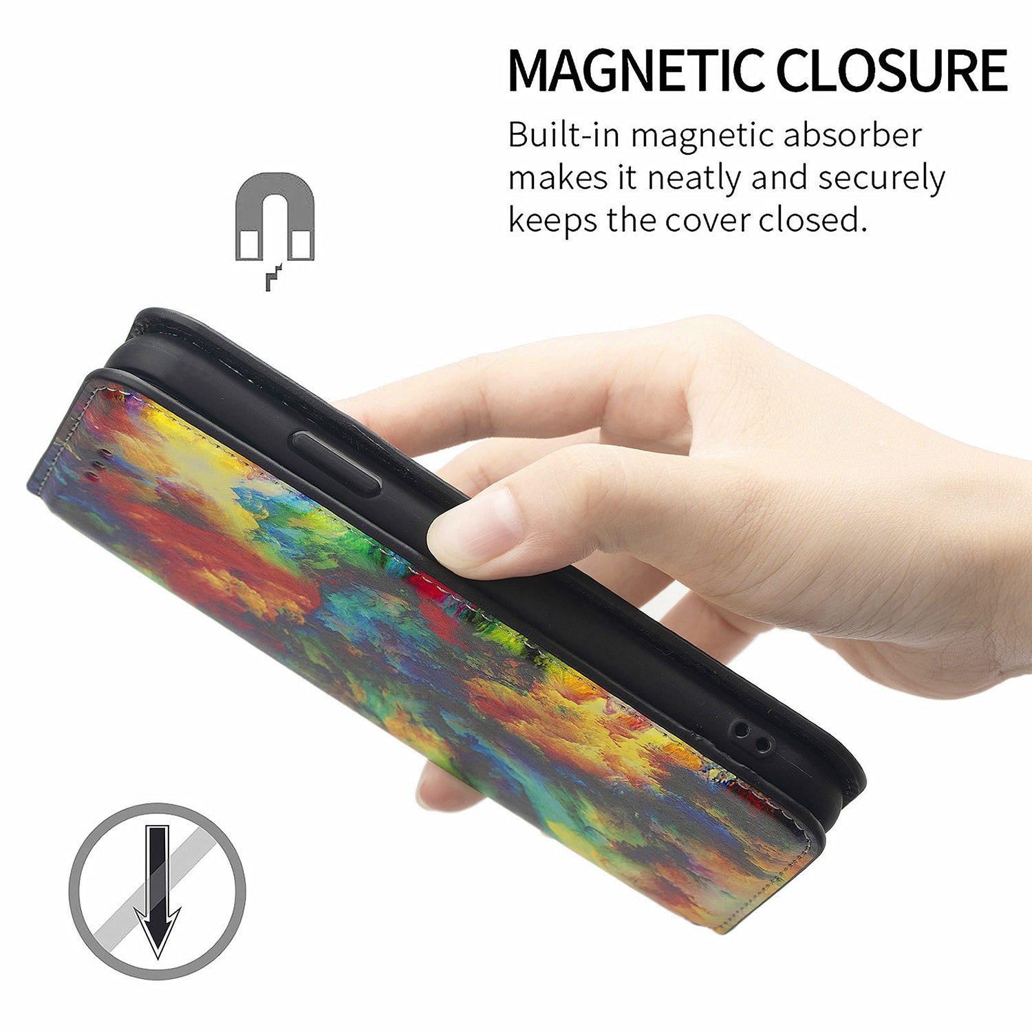 iPhone 14/13  colorful magnetic suction fashion leather case