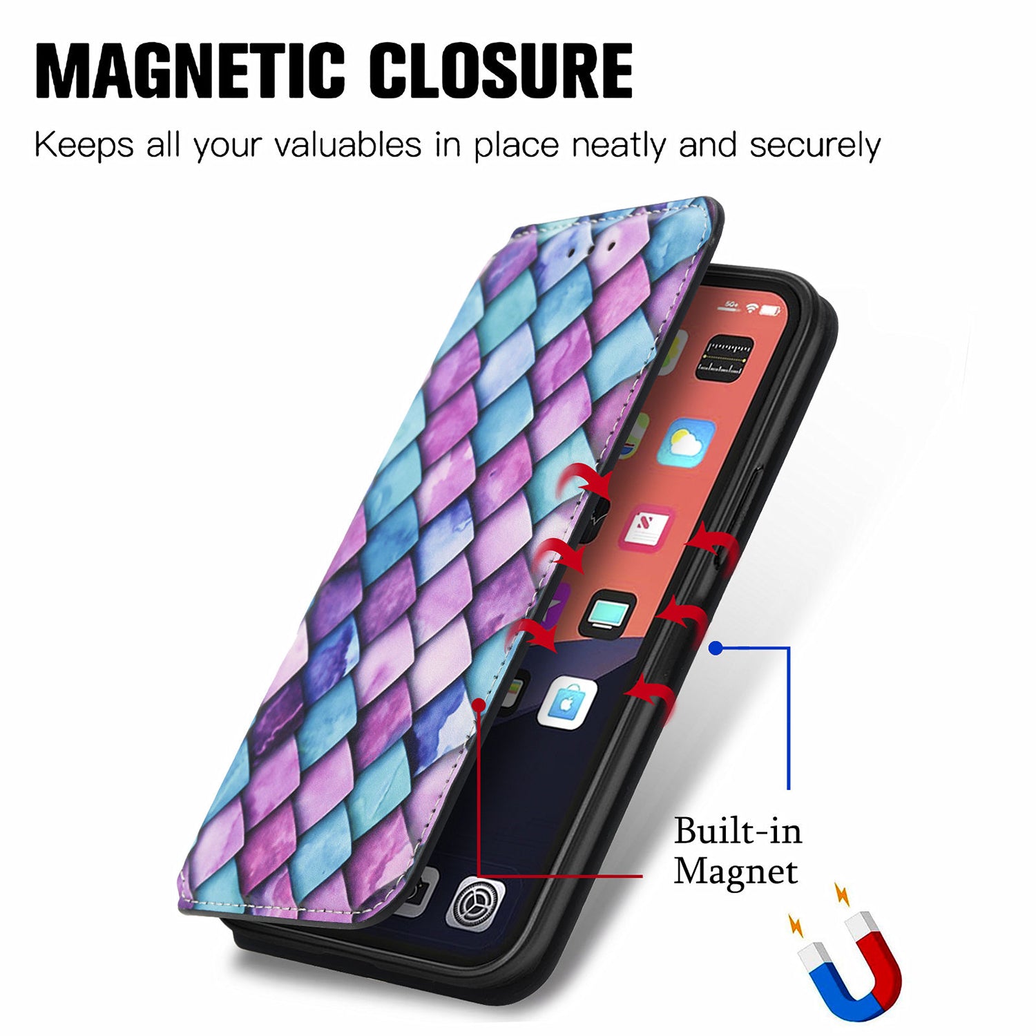 iPhone 14/13  colorful magnetic suction fashion leather case