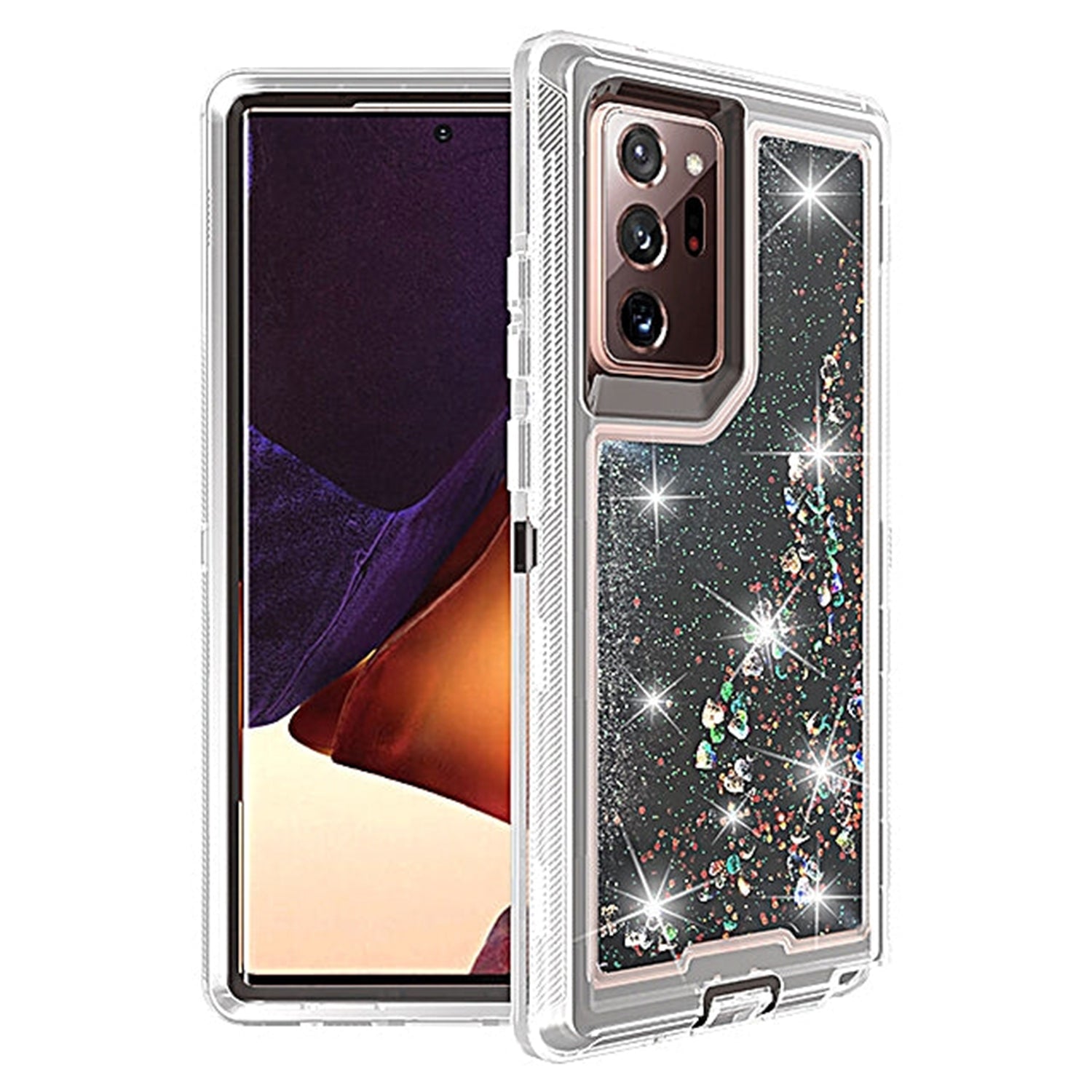 Samsung Galaxy Note 20 Ultra Transparent Floating Glitter Heavy Duty Case