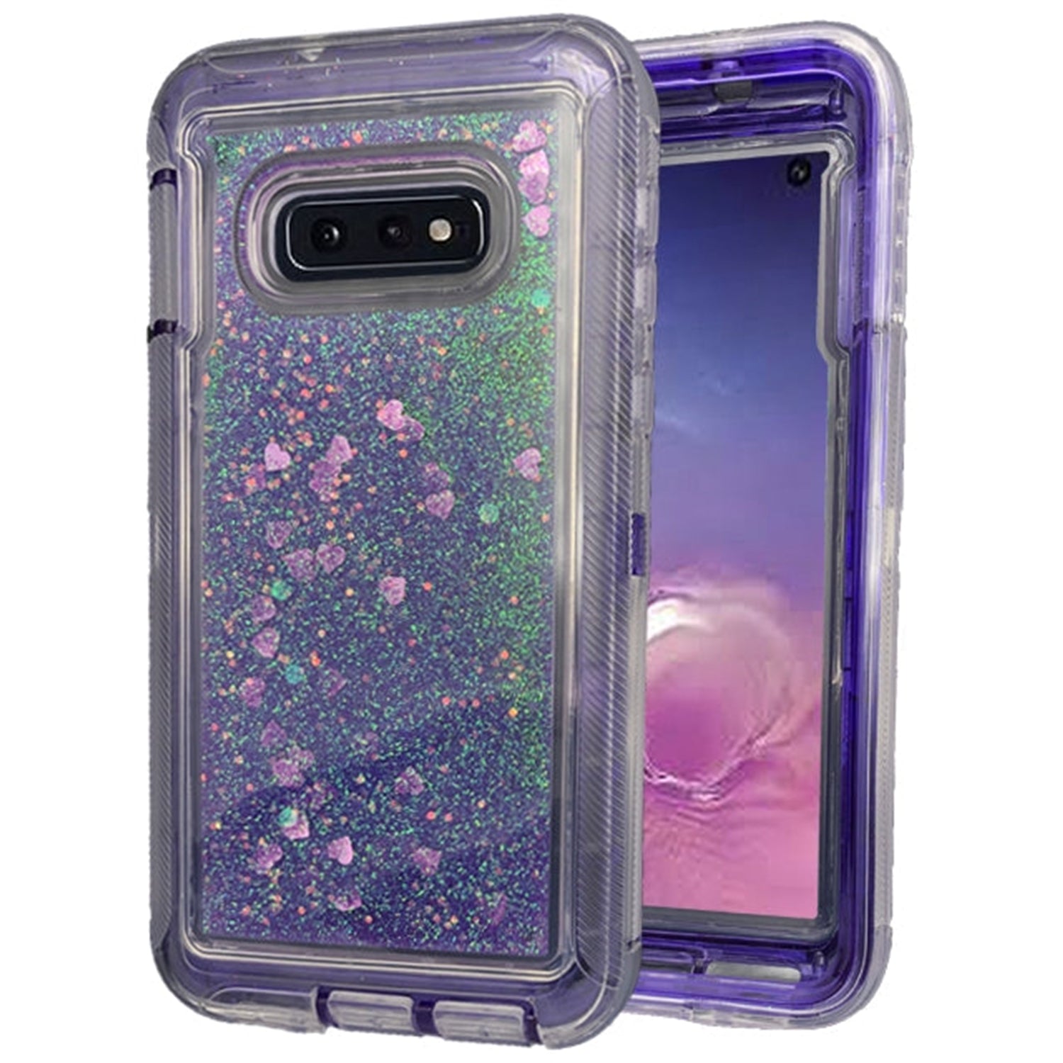 Transparent Floating Glitter Heavy Duty Case for Galaxy S10e (5.8")