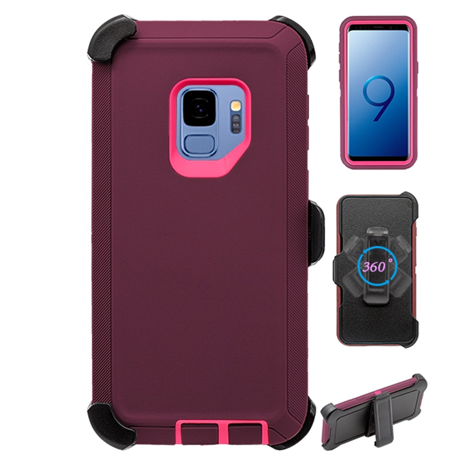 Heavy Duty Shock Reduction Case with Belt Clip (No Screen) for Galaxy S9