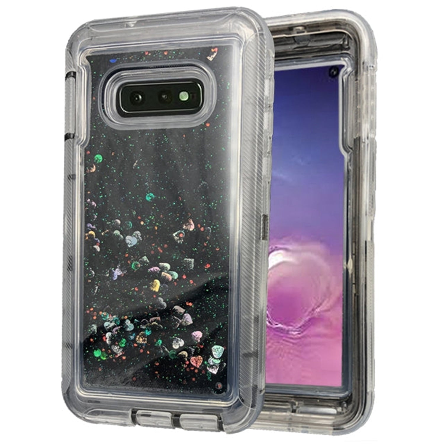 Transparent Floating Glitter Heavy Duty Case for Galaxy S10e (5.8")