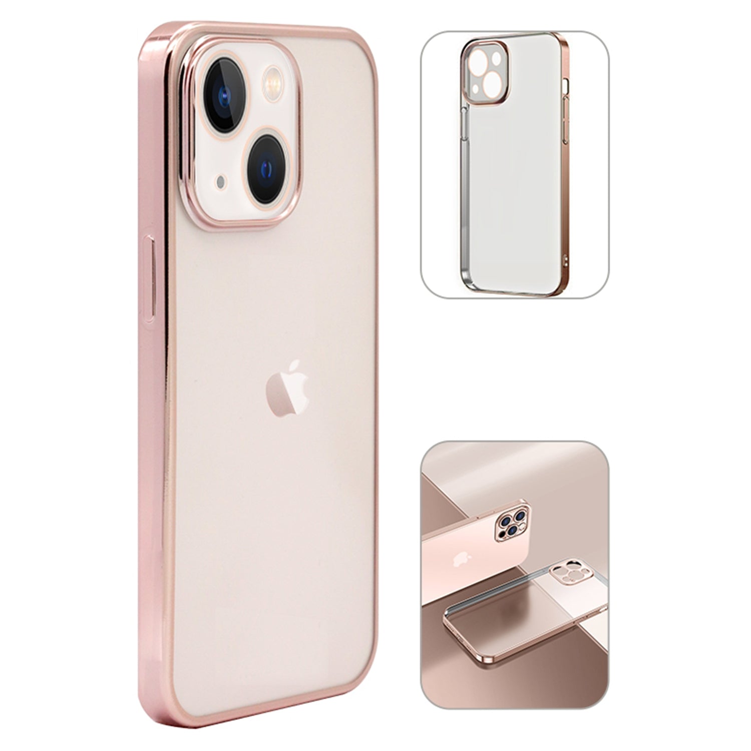 iPhone 14/13 Electroplating edge frosted transparent ultra-thin fine hole case