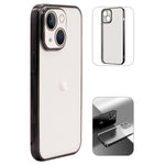 iPhone 14/13 Electroplating edge frosted transparent ultra-thin fine hole case