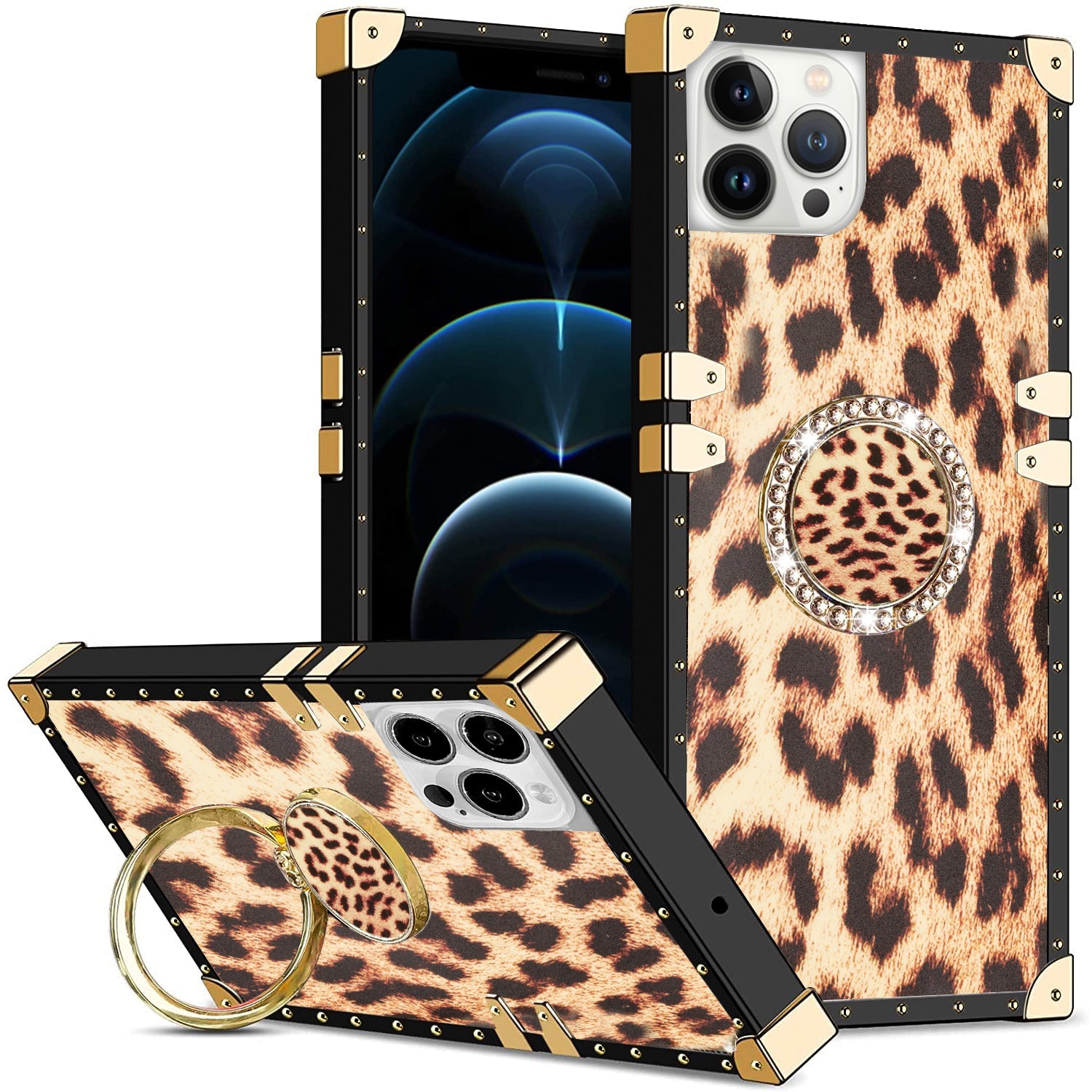 iPhone 14 Pro Max TPU Luxury Leopard Print with Kickstand