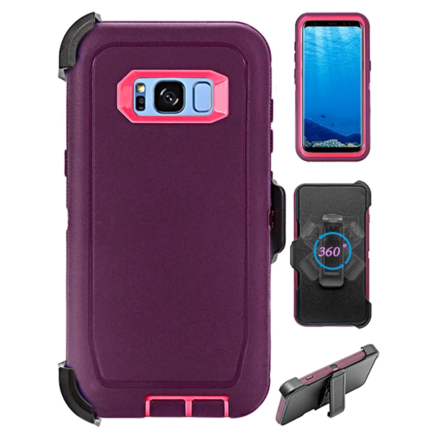 Galaxy S8 Plus Heavy Duty Shock Reduction Case with Belt Clip (No Screen)