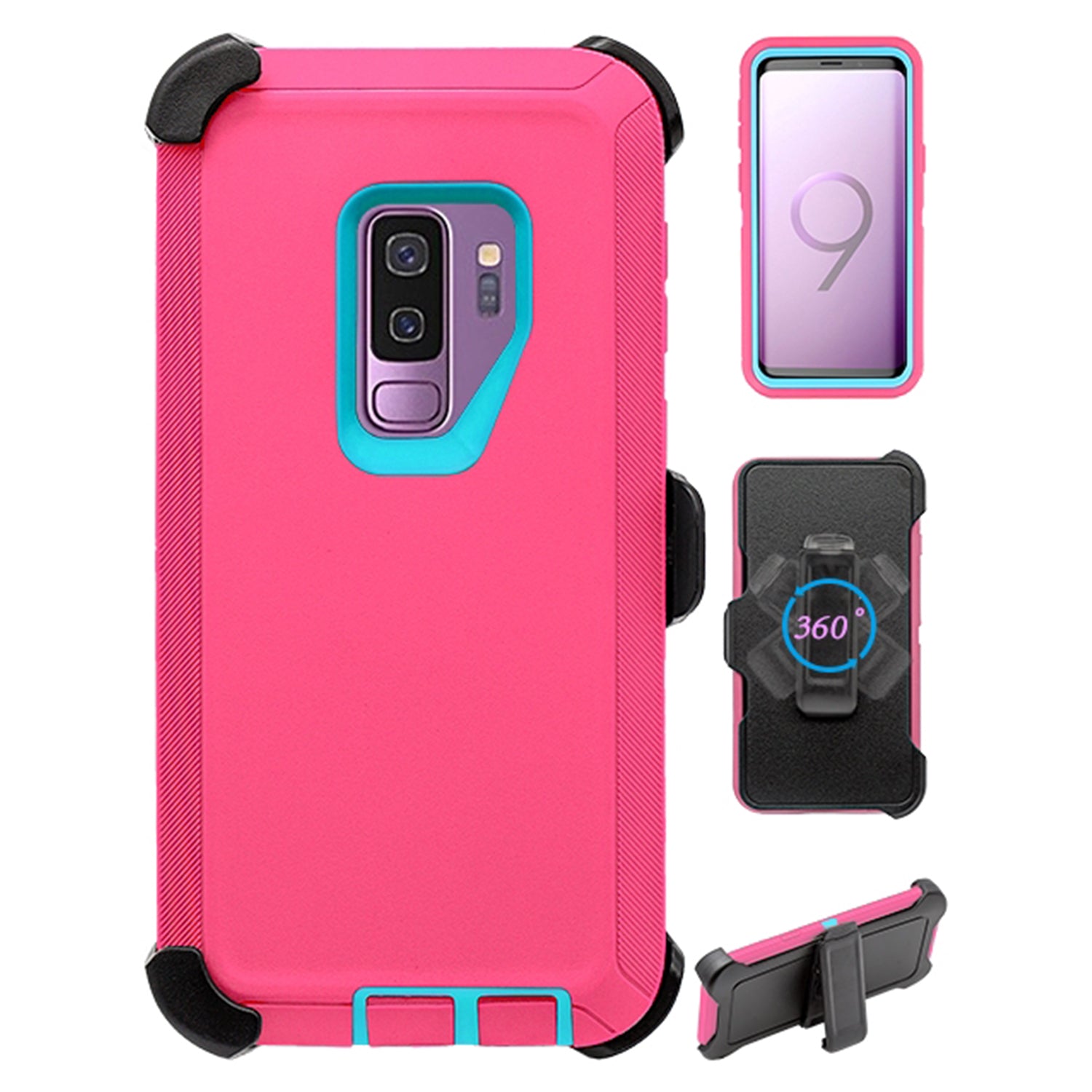 Heavy Duty Shock Reduction Case with Belt Clip (No Screen) for Galaxy S9 Plus