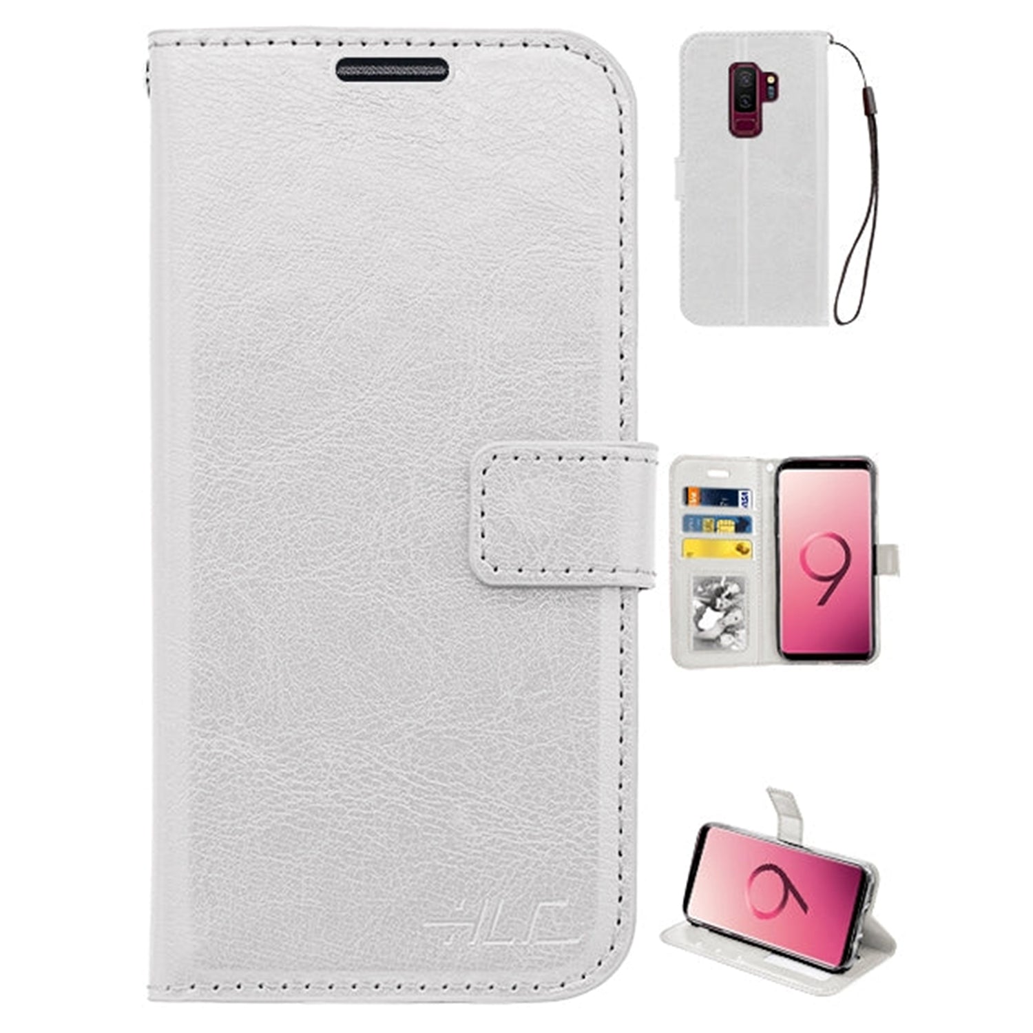 Plain Leather Wallet Case Compatible with Samsung Galaxy S9 Plus