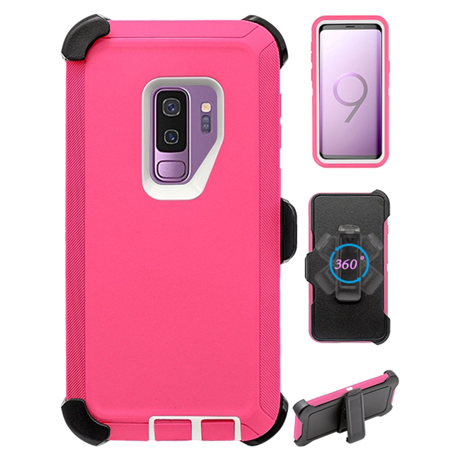 Heavy Duty Shock Reduction Case with Belt Clip (No Screen) for Galaxy S9 Plus