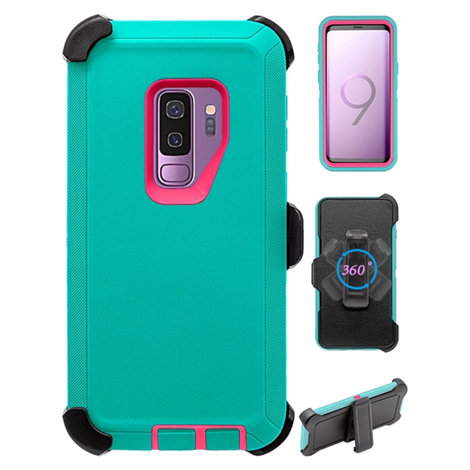 Heavy Duty Shock Reduction Case with Belt Clip (No Screen) for Galaxy S9 Plus