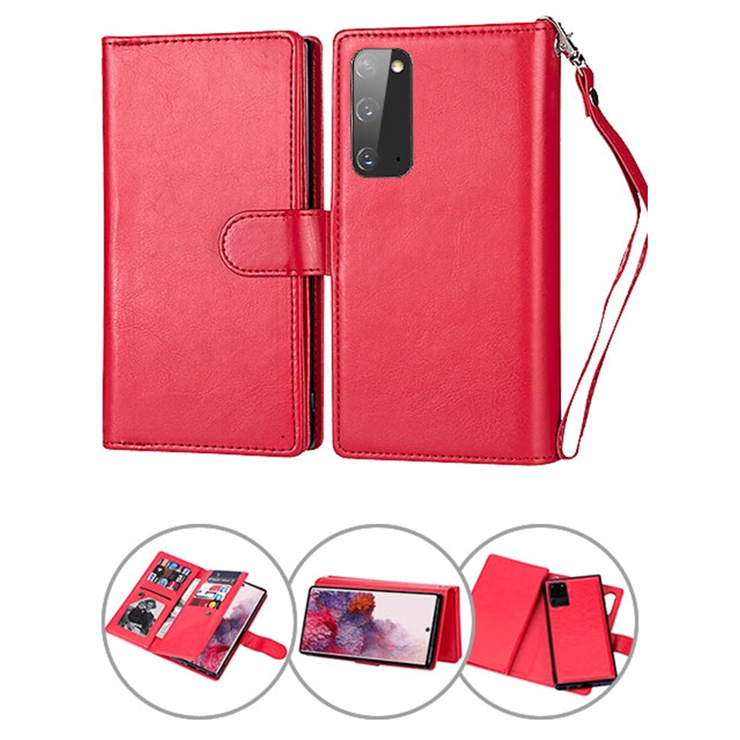 Samsung Galaxy S20 2 in 1 Leather Wallet Case With 9 Credit Card Slots and Removable Back Cover