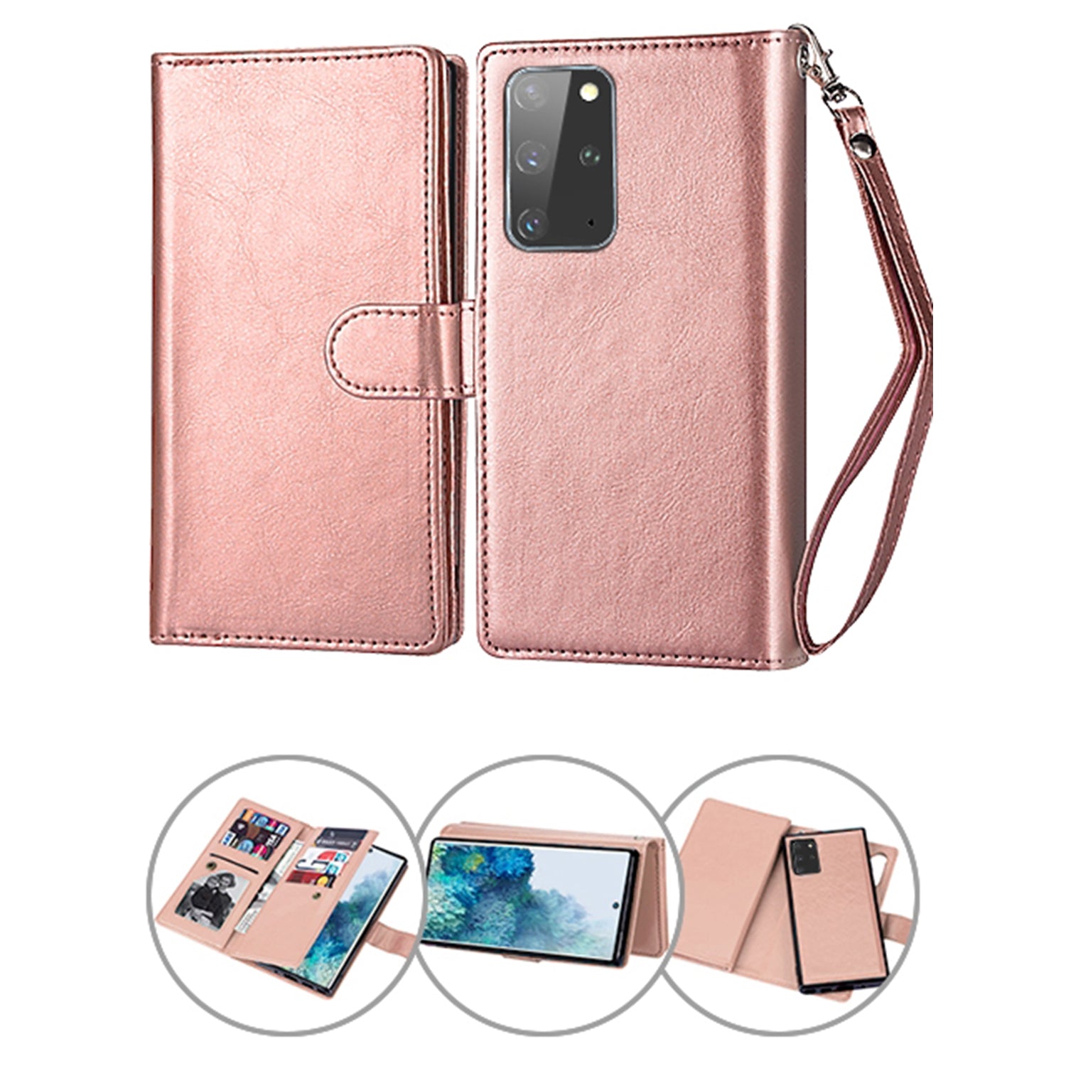 Samsung Galaxy S20 Plus 2 IN 1 Leather Wallet Case with 9 Credit Card Slots and Removable Back Cover