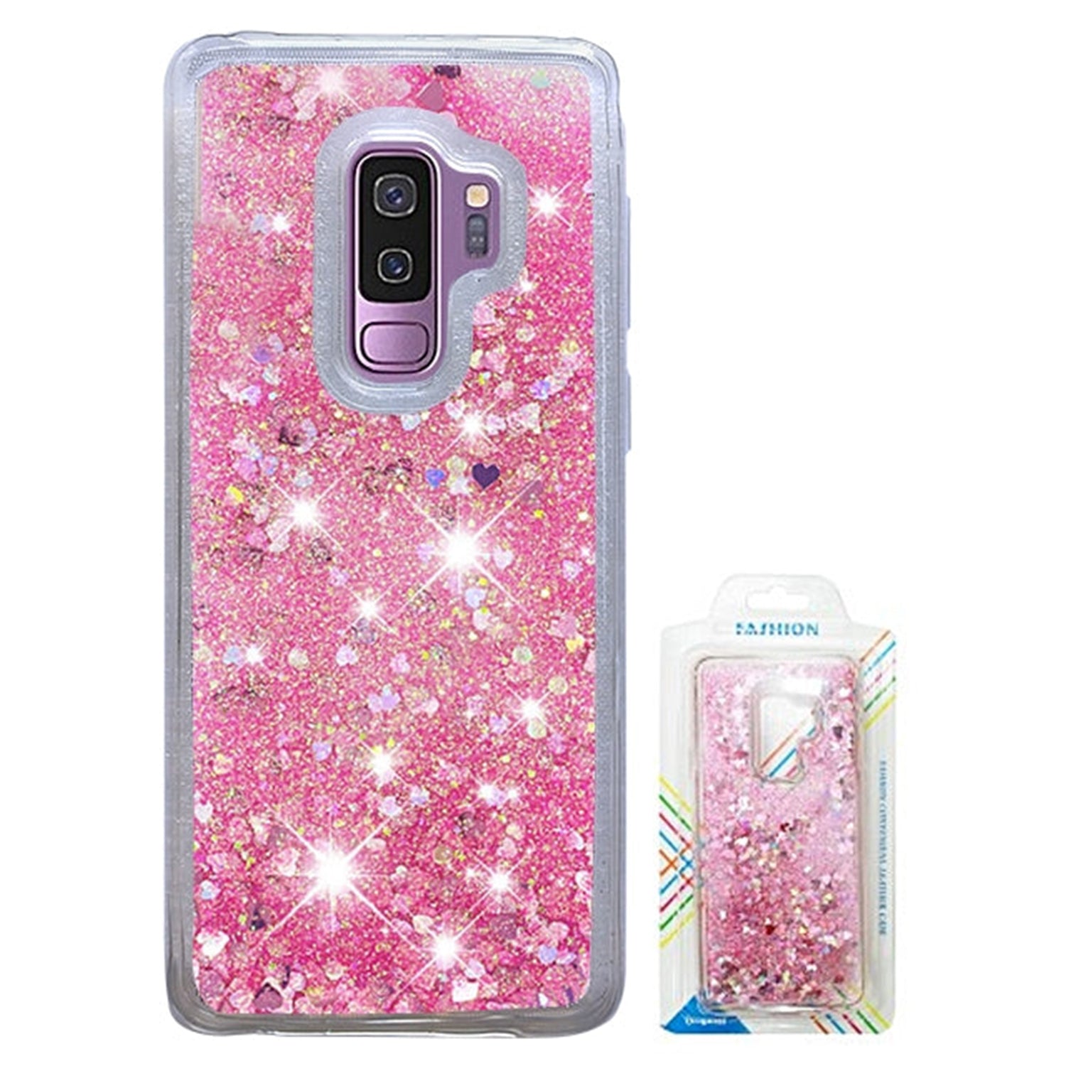 Floating Heart / Stars Glitter Case for Galaxy S9 Plus