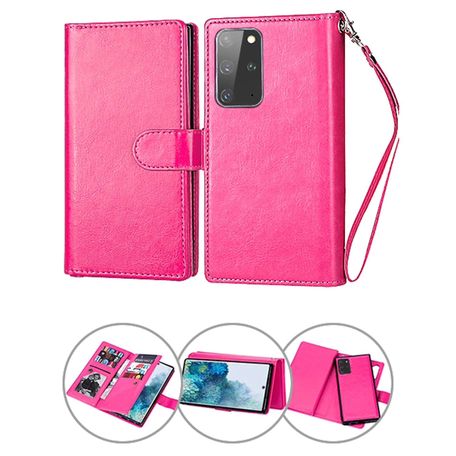 Samsung Galaxy S20 Plus 2 IN 1 Leather Wallet Case with 9 Credit Card Slots and Removable Back Cover