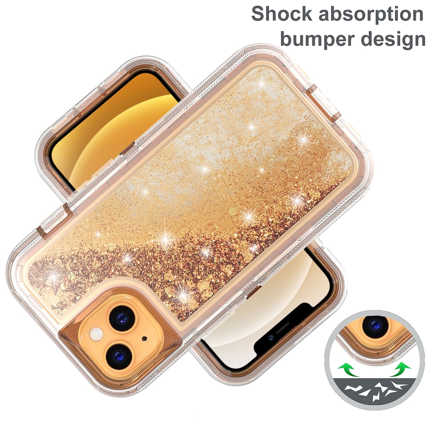 iPhone 14 Plus (6.7") Transparent Floating Glitter Heavy Duty Case