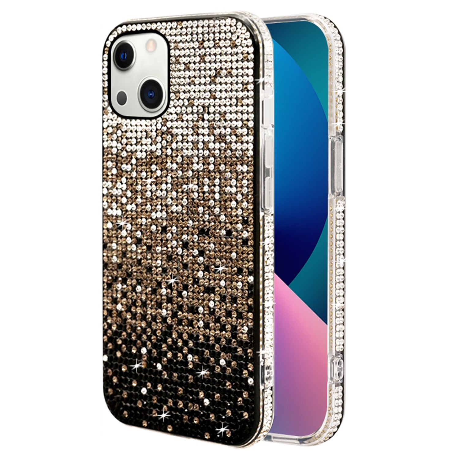 iPhone 14/13 Three color gradient small diamond case