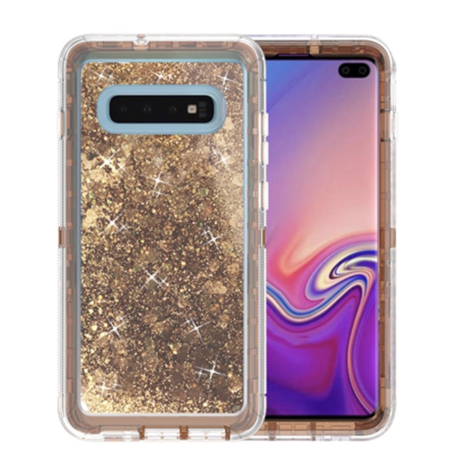 Transparent Floating Glitter Heavy Duty Case for Galaxy S10 Plus (6.4")