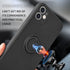 Soft Liquid Silicone Case With Stand Ring Holder For iPhone 12 (6.1") - Black