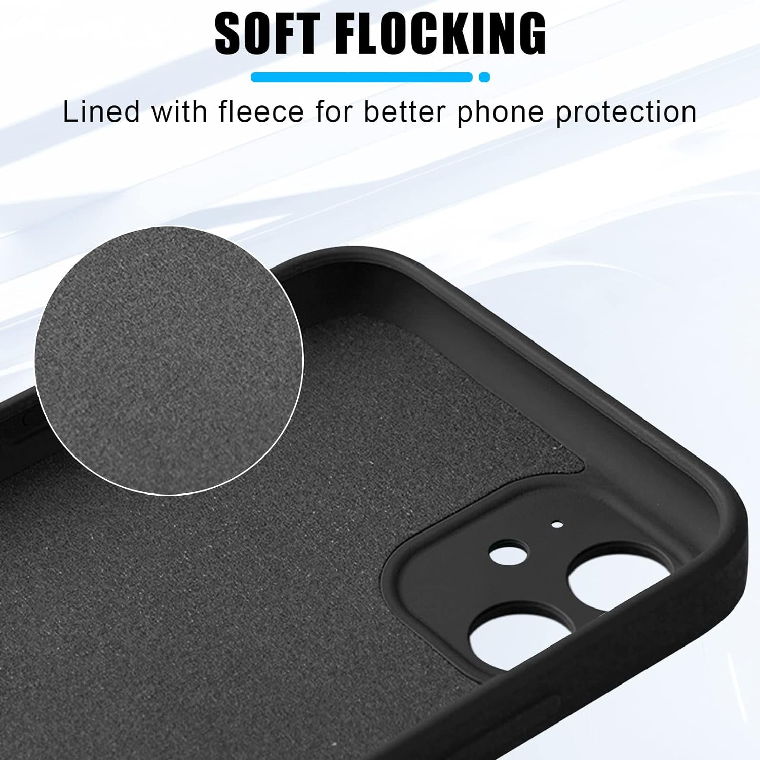 Soft Liquid Silicone Case With Stand Ring Holder For iPhone 12 (6.1") - Black