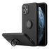 Soft Liquid Silicone Case With Stand Ring Holder For iPhone 12 (6.1") - Black