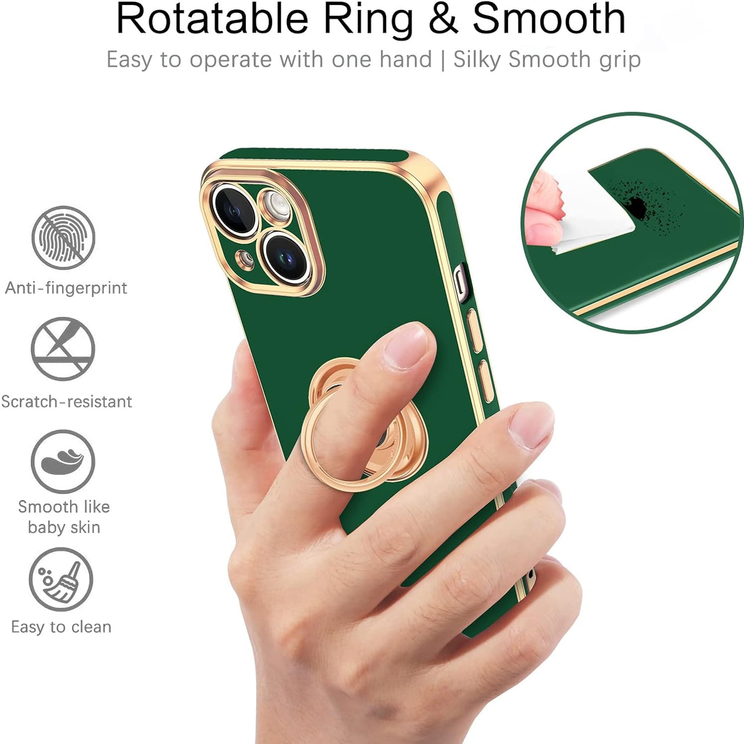 iPhone 14 Fashion Ring Magnetic GPS car mount Phone Holder Case