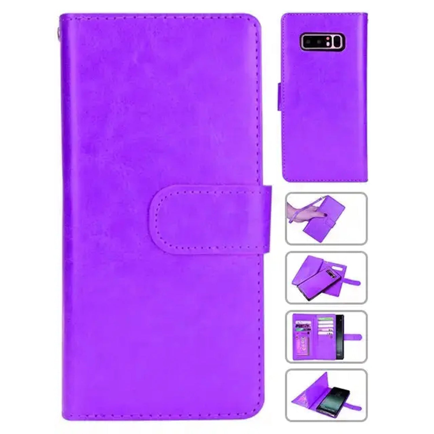 Galaxy Note 8 2 in 1 Leather Wallet Case With 9 Credit Card Slots and Removable Back Cover