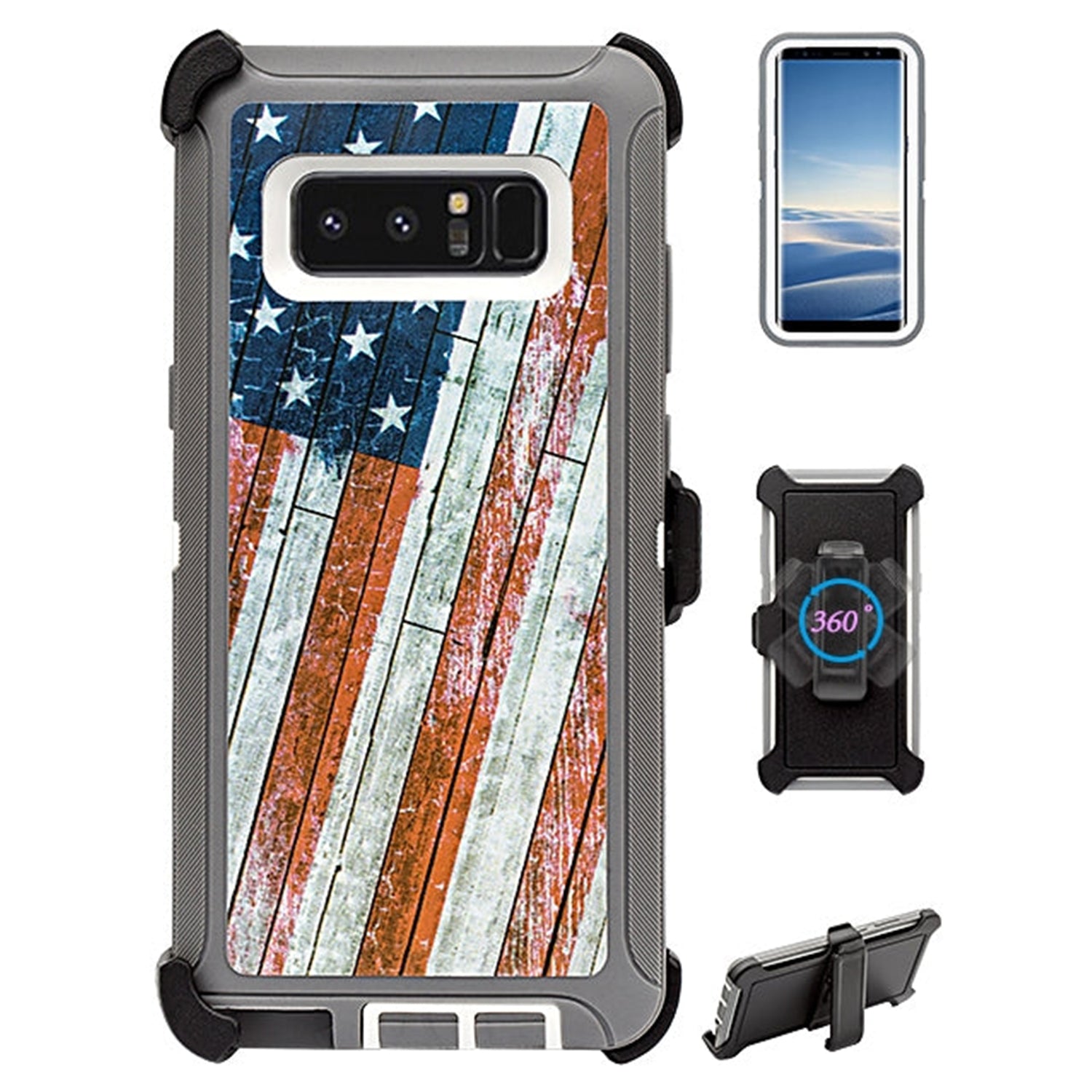 Galaxy Note 8 Design Full body/Heavy Duty Protection Shock Reduction Case with Belt Clip (No Screen)