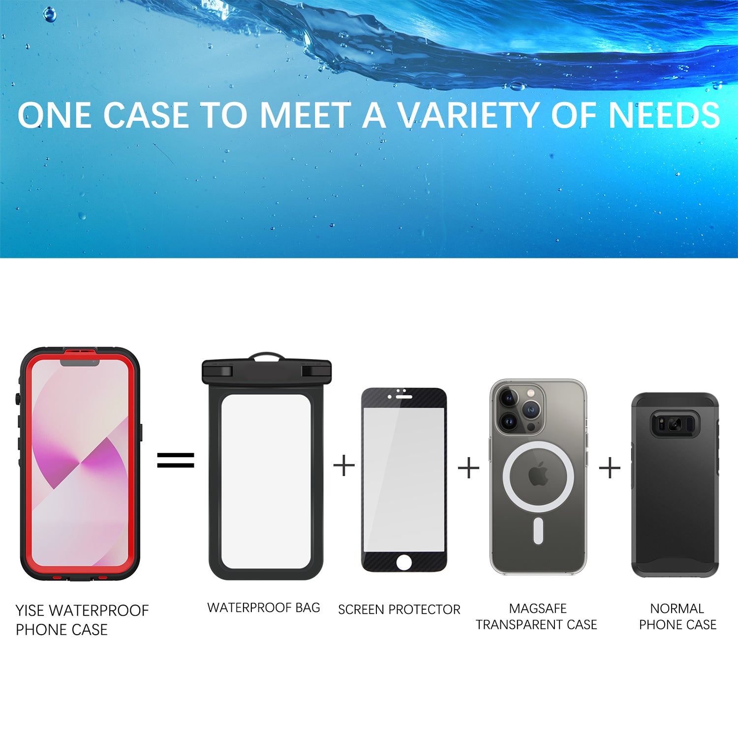 Apple iPhone 14/13 (6.1") 360 Full Protective Waterproof Case with Built-in Screen Fingerprint Protector