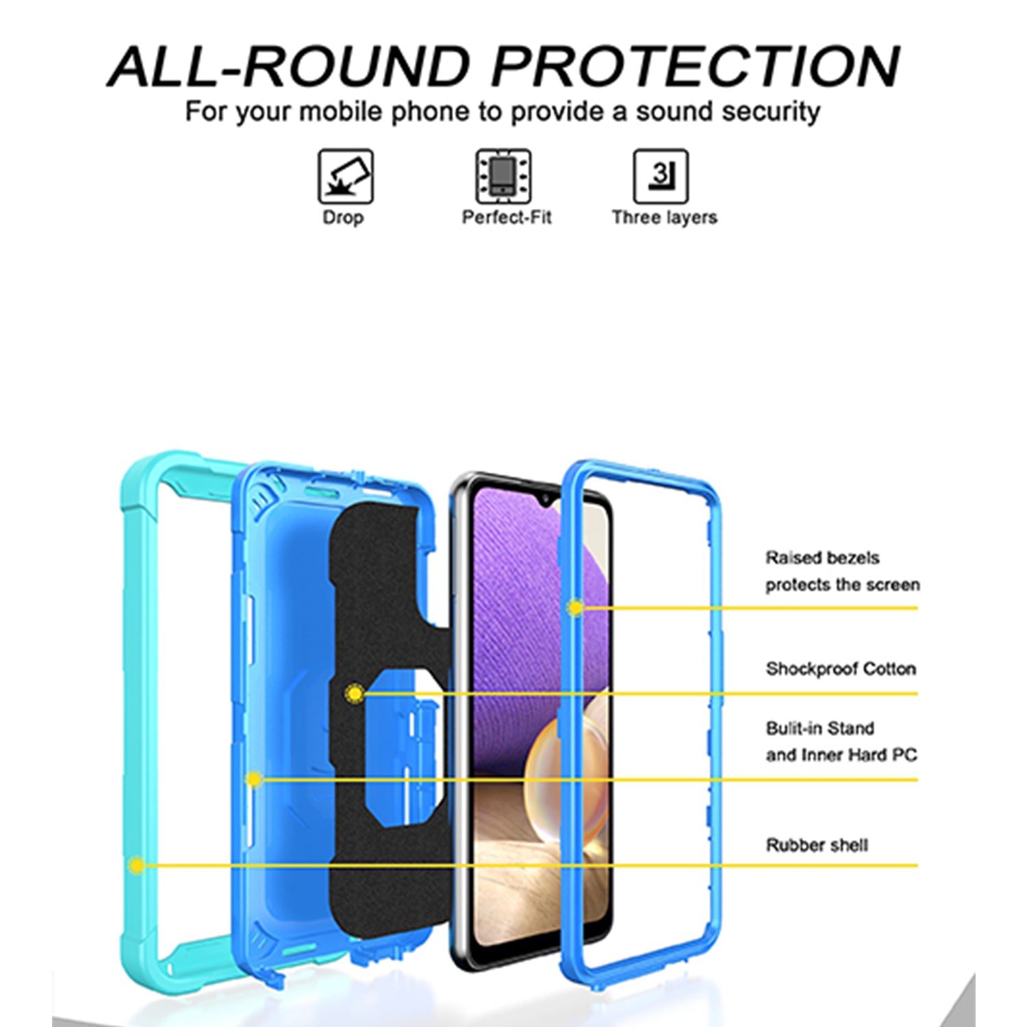 Full azimuth protection hardware bracket silicone case for Samsung Galaxy A32(5G) Case