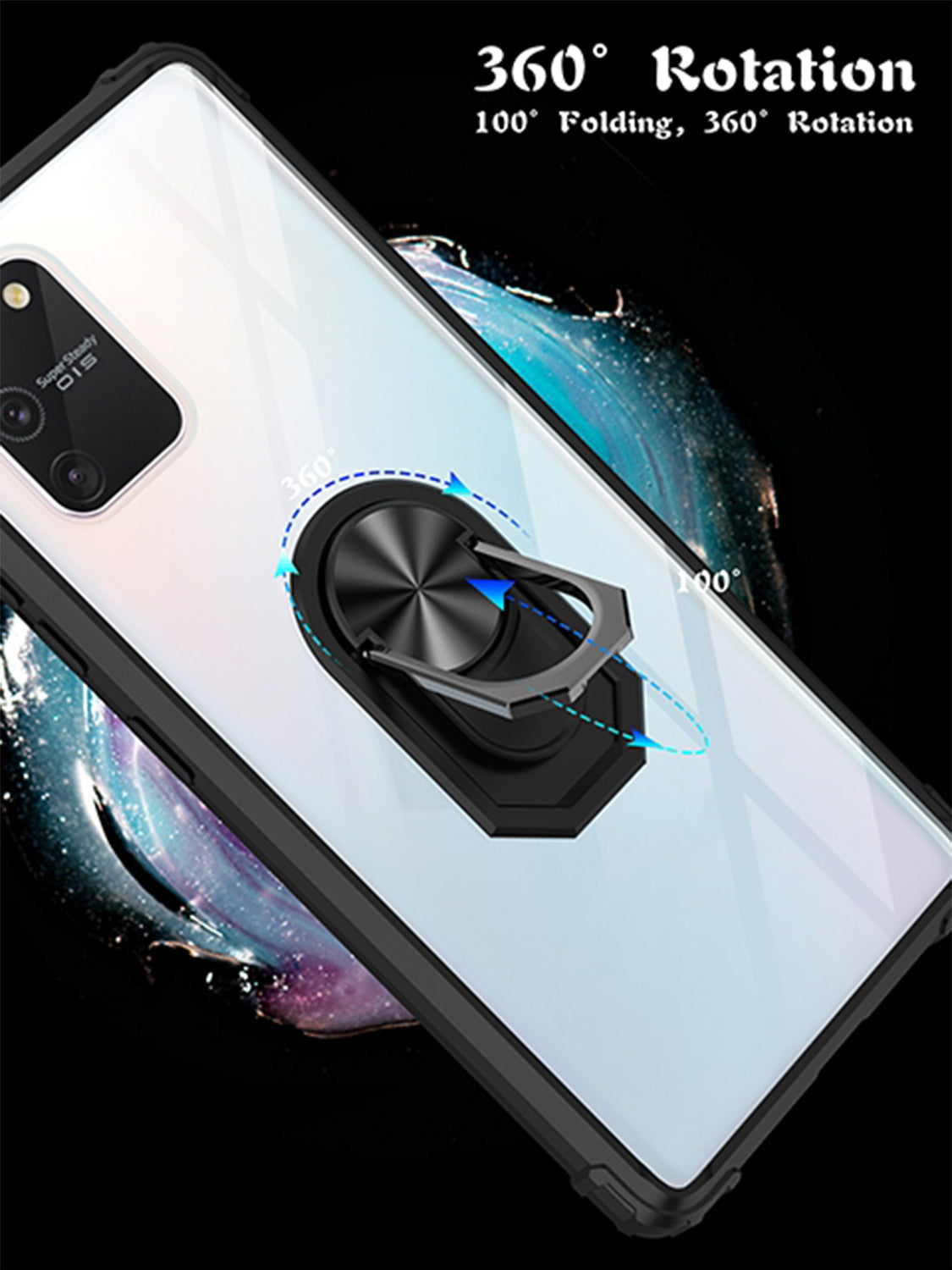 Ring Magnetic GPS car mount Phone Holder Case wiht Transparent Acrylic for Samsung Galaxy A91