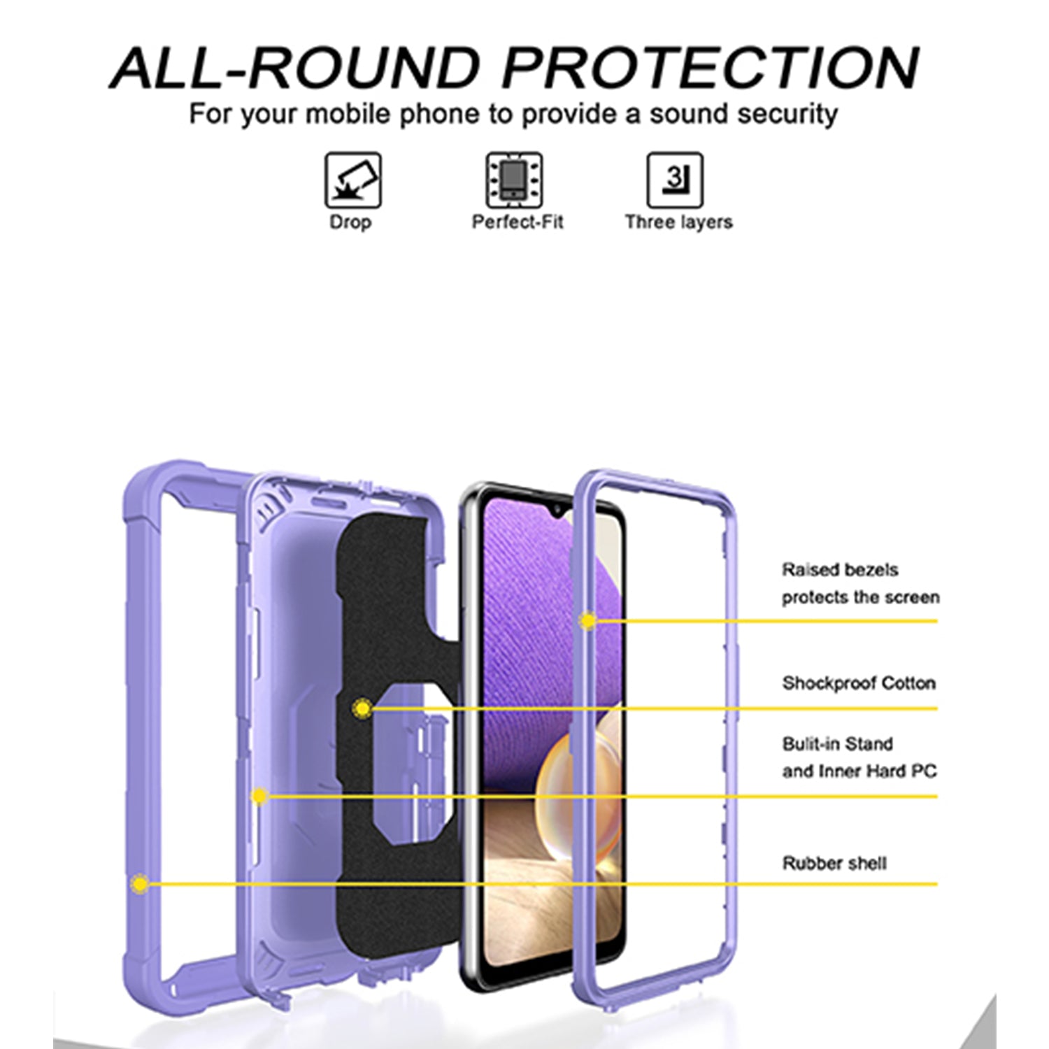 Full azimuth protection hardware bracket silicone case for Samsung Galaxy A32(5G) Case