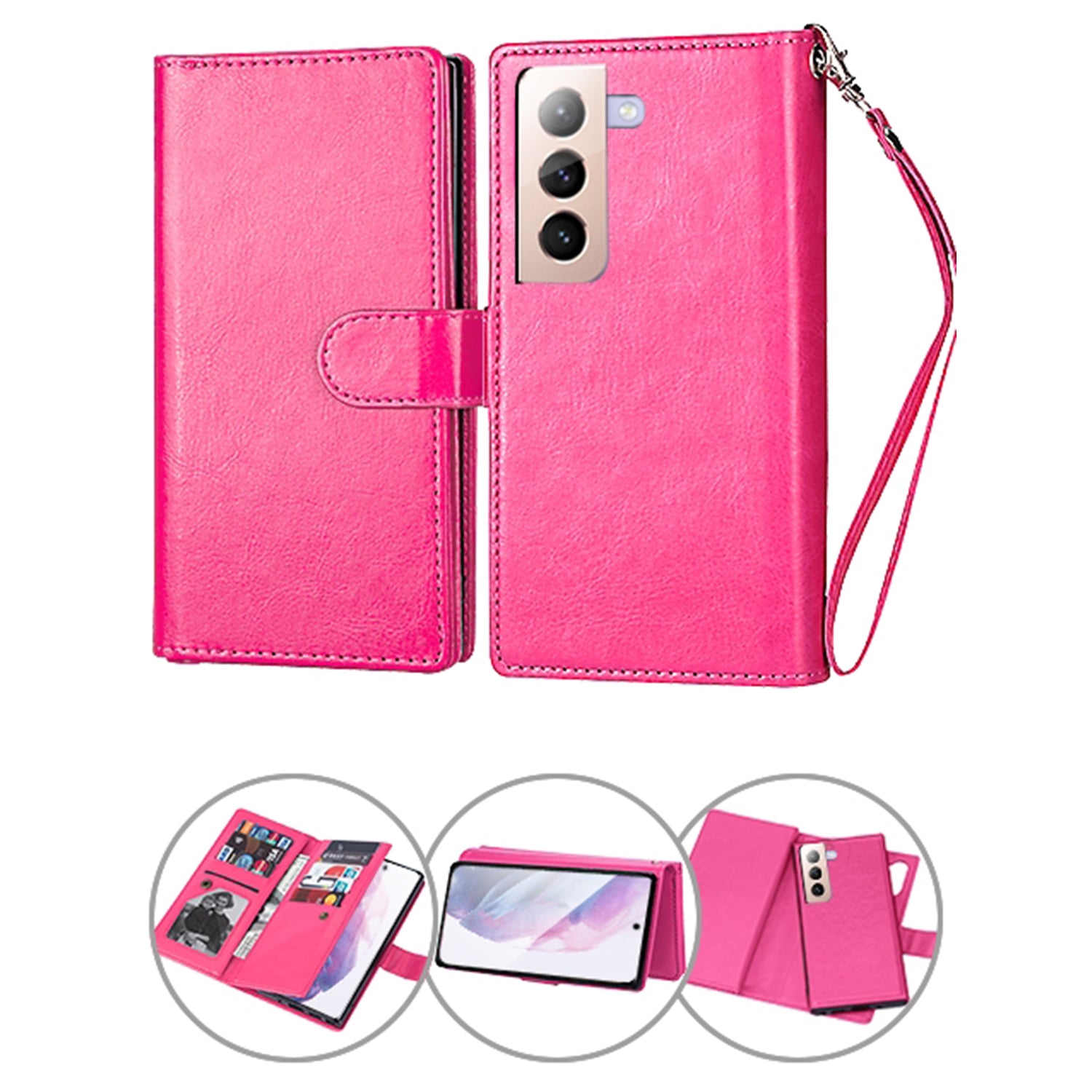 Samsung Galaxy S21 Plus 2 in 1 Leather Wallet Case With 9 Credit Card Slots and Removable Back Cover