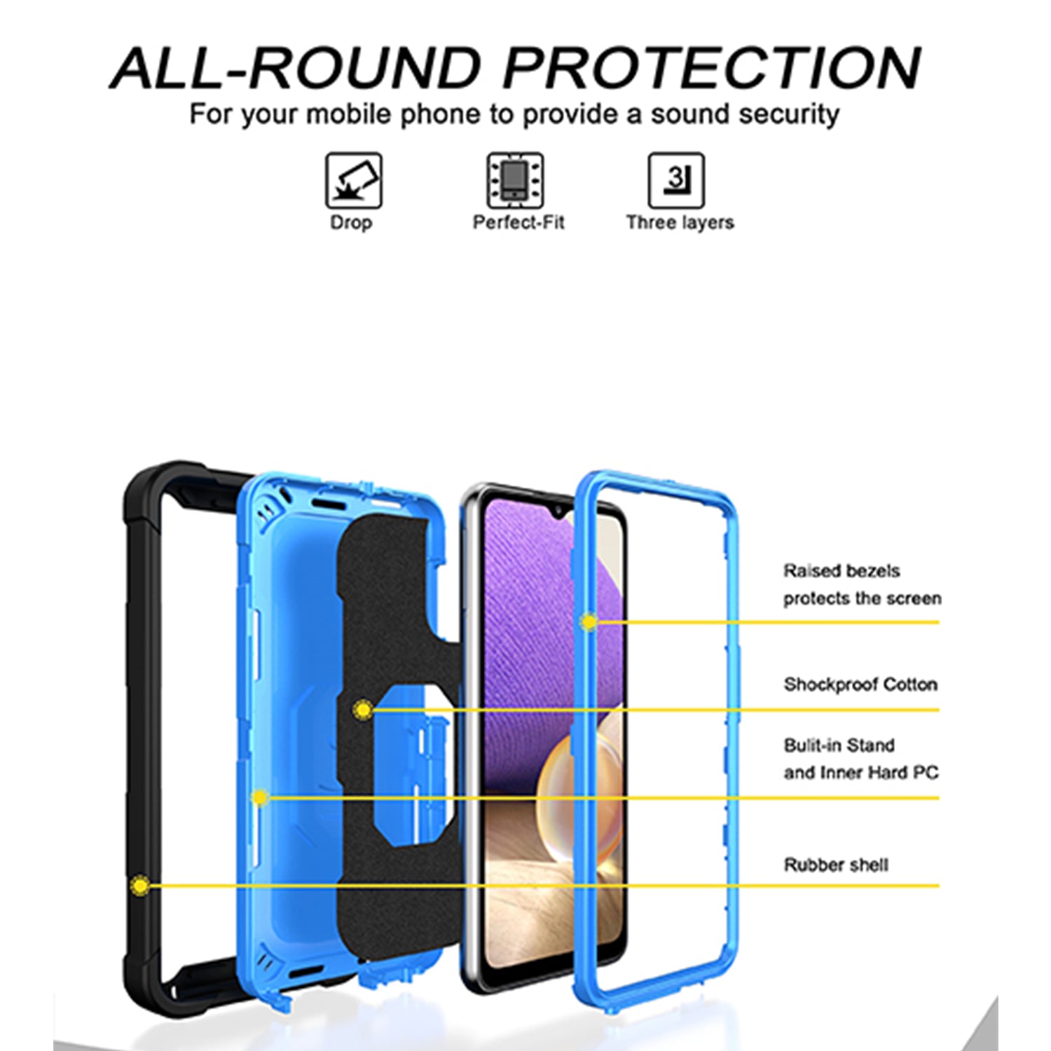 Full azimuth protection hardware bracket silicone case for Samsung Galaxy A32(5G) Case