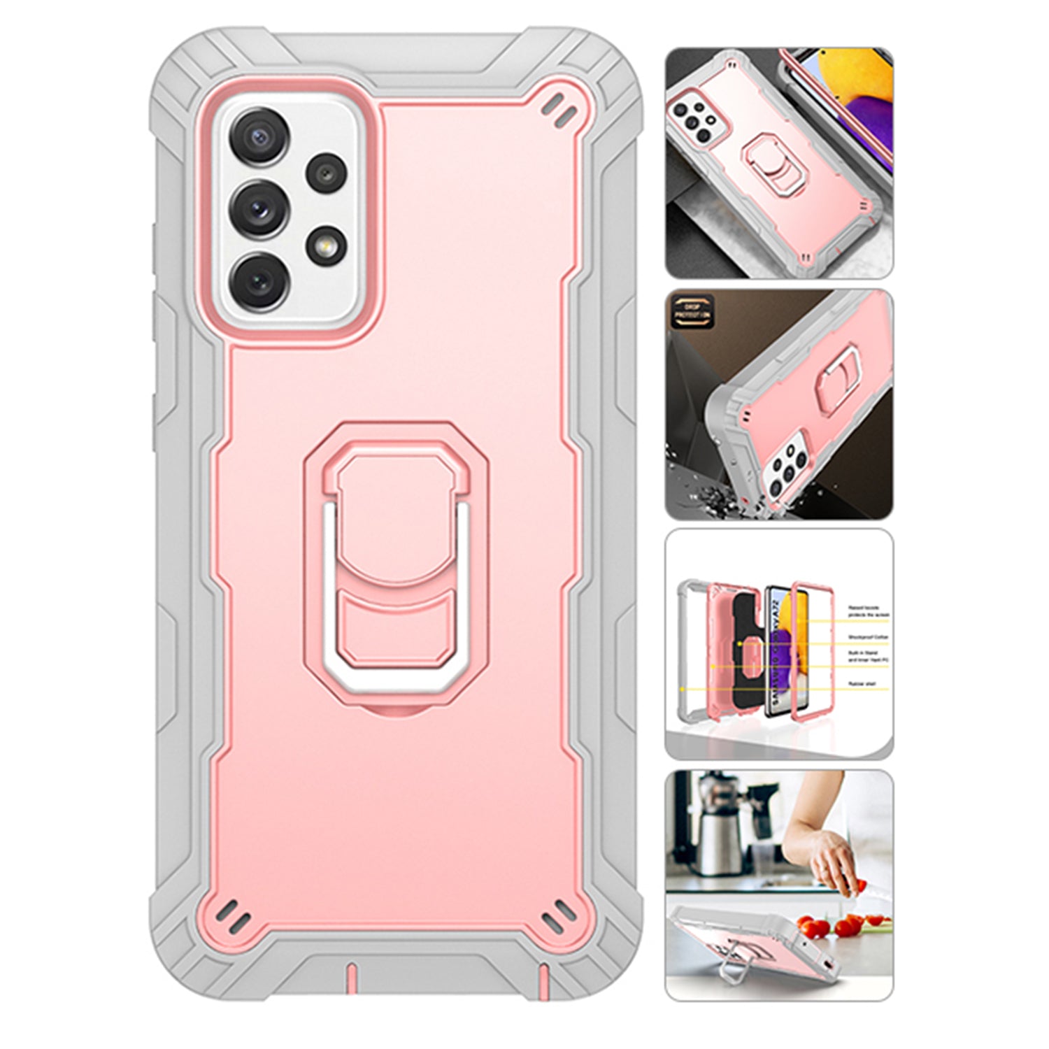 Full azimuth protection hardware bracket silicone case for Samsung Galaxy A72(5G)Case