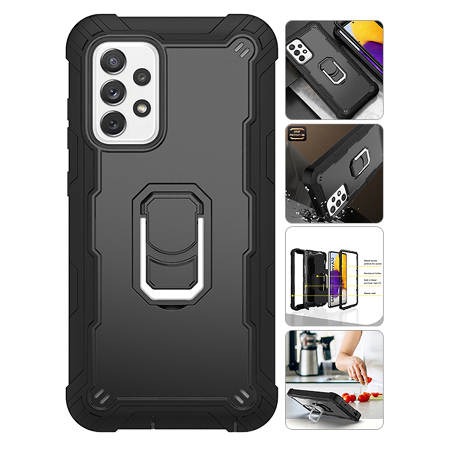 Full azimuth protection hardware bracket silicone case for Samsung Galaxy A72(5G)Case