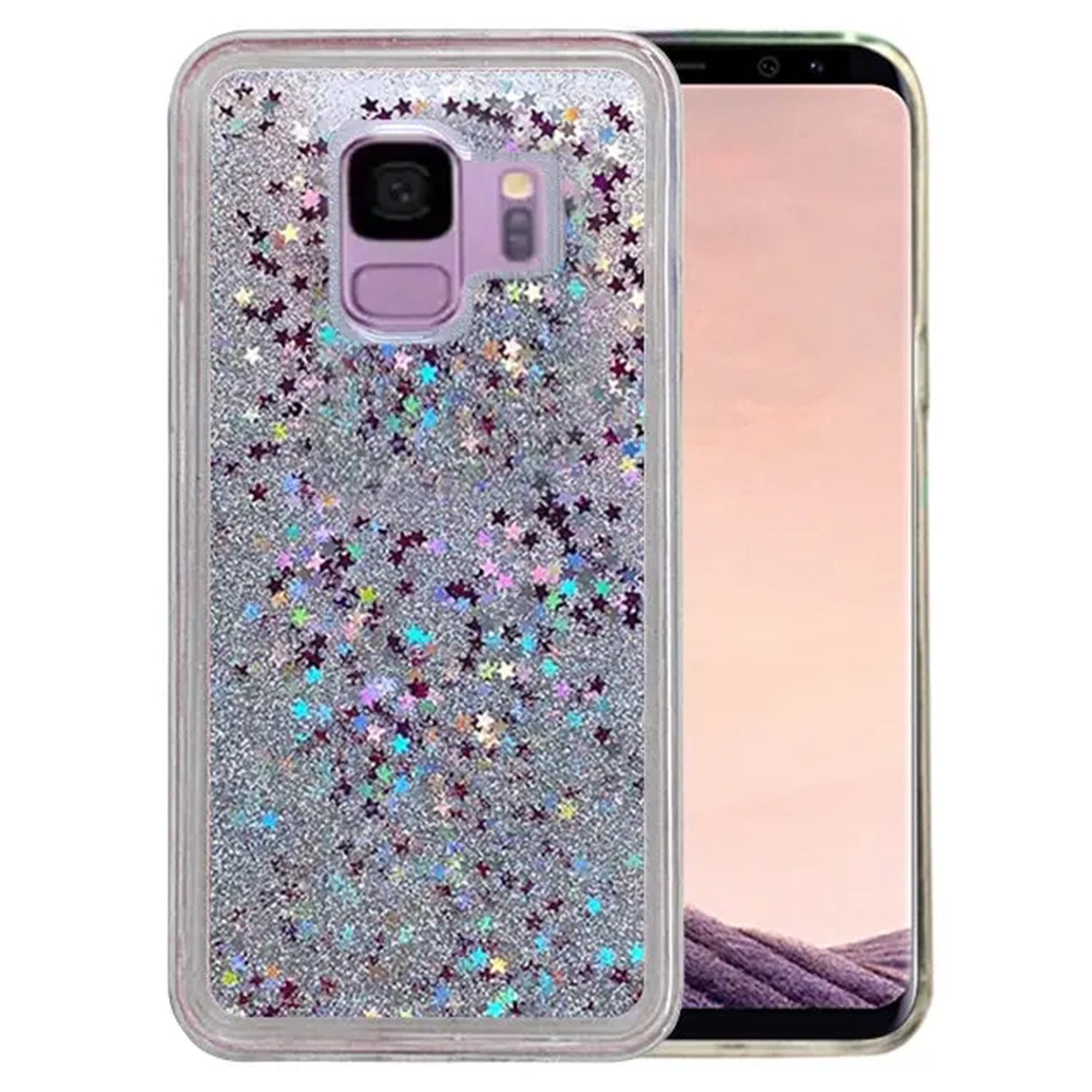 Floating Heart / Stars Glitter Case for Galaxy S9