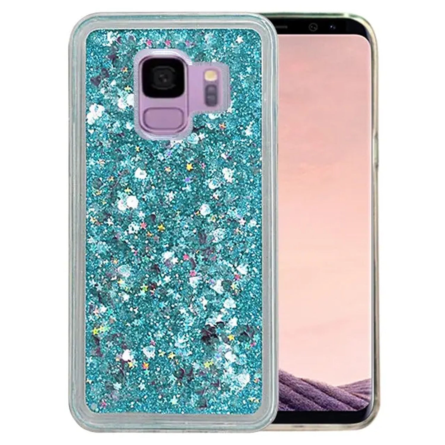 Floating Heart / Stars Glitter Case for Galaxy S9