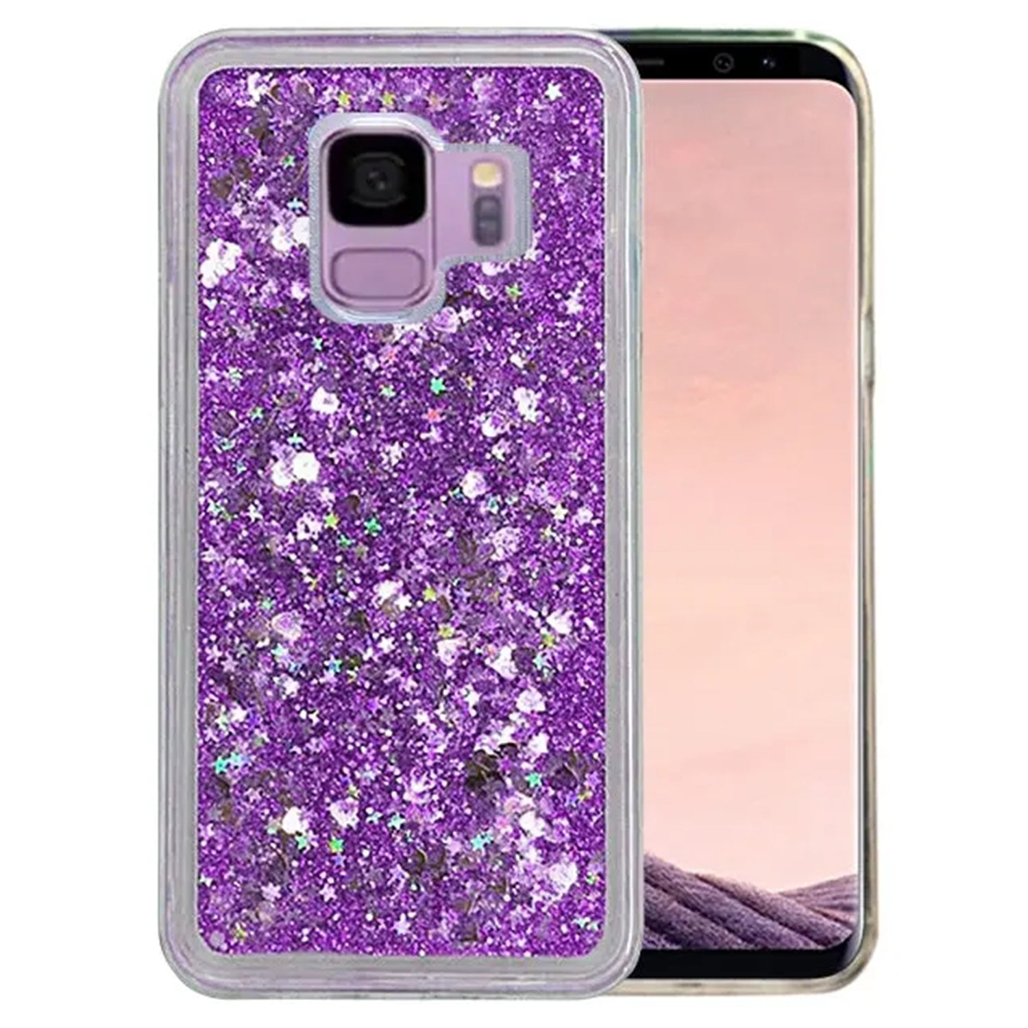 Floating Heart / Stars Glitter Case for Galaxy S9