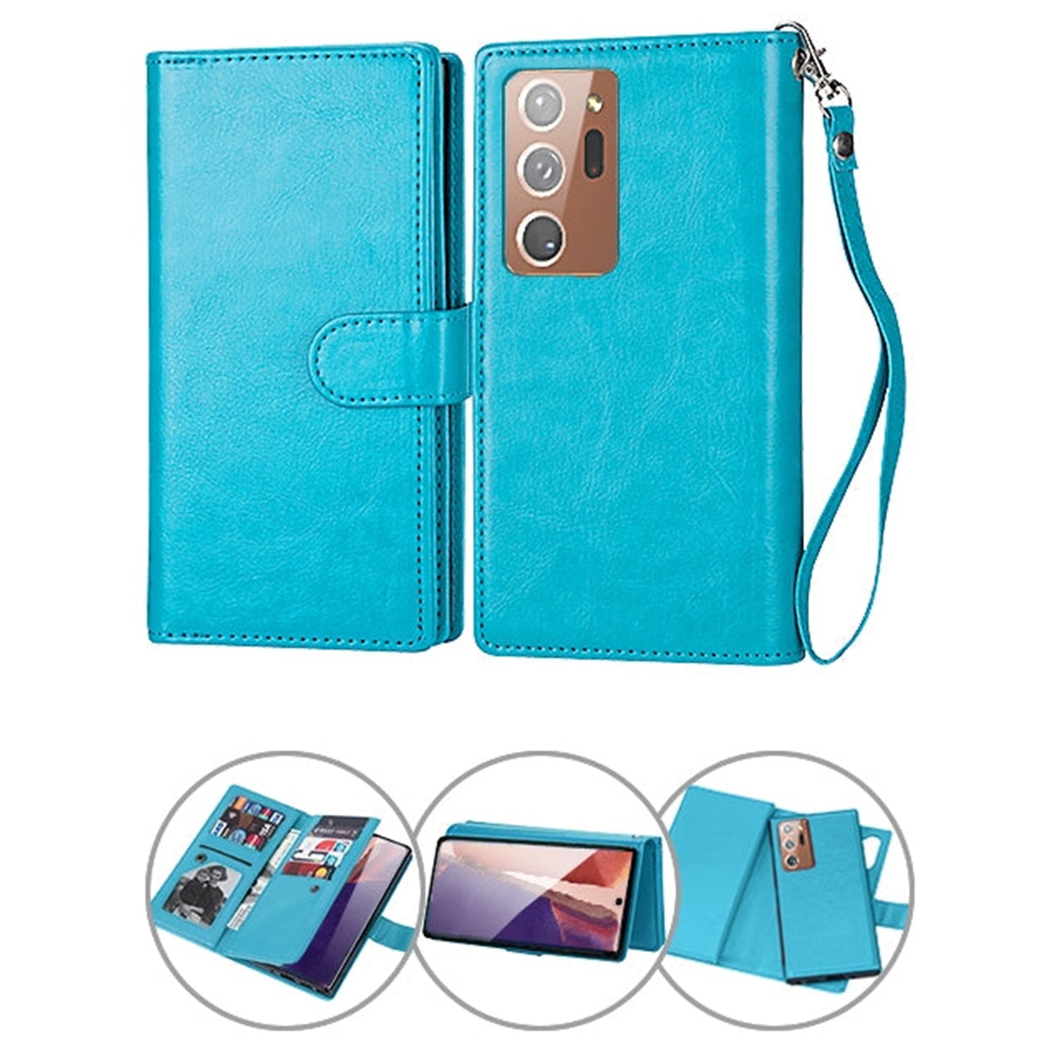 Samsung Galaxy Note 20 Ultra 2 in 1 Leather Wallet Case With 9 Credit Card Slots and Removable Back Cover