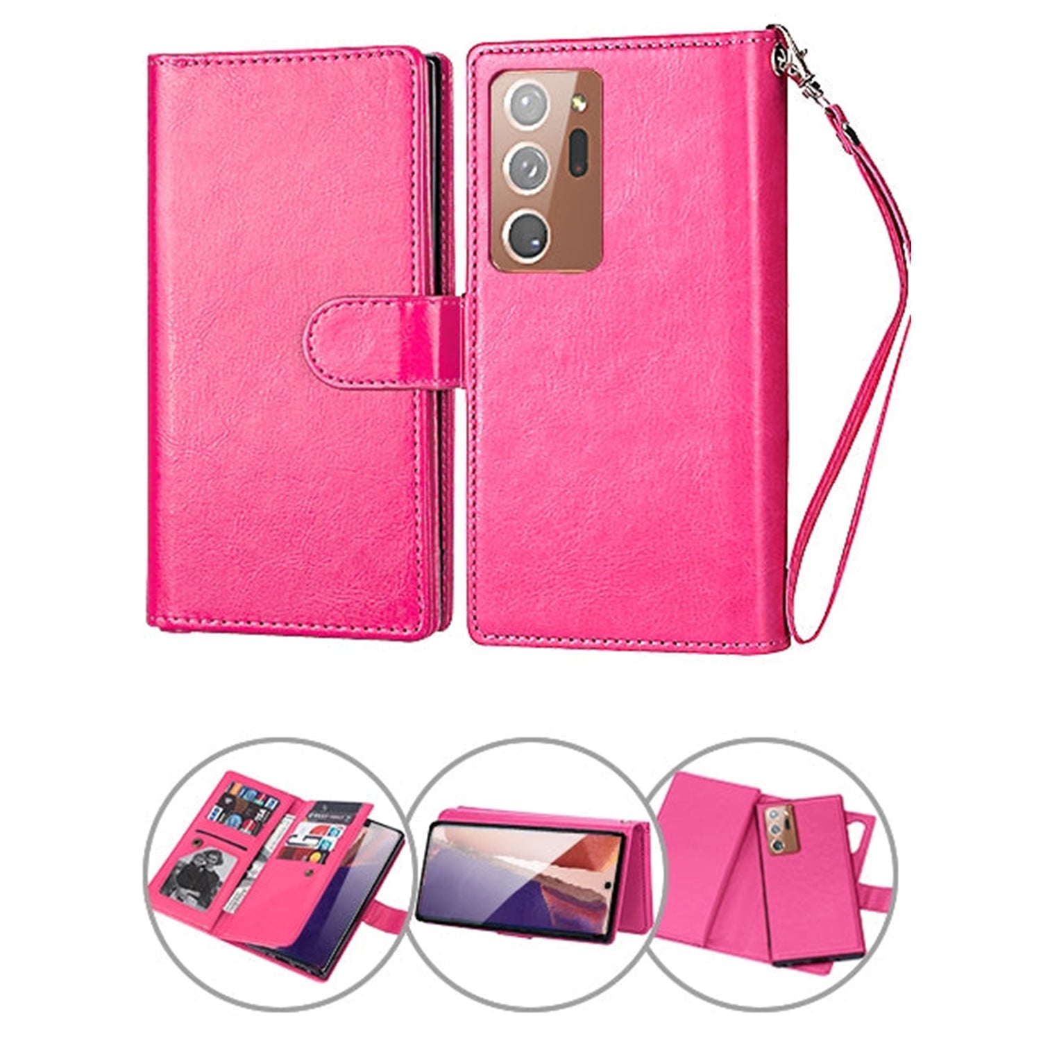 Samsung Galaxy Note 20 Ultra 2 in 1 Leather Wallet Case With 9 Credit Card Slots and Removable Back Cover