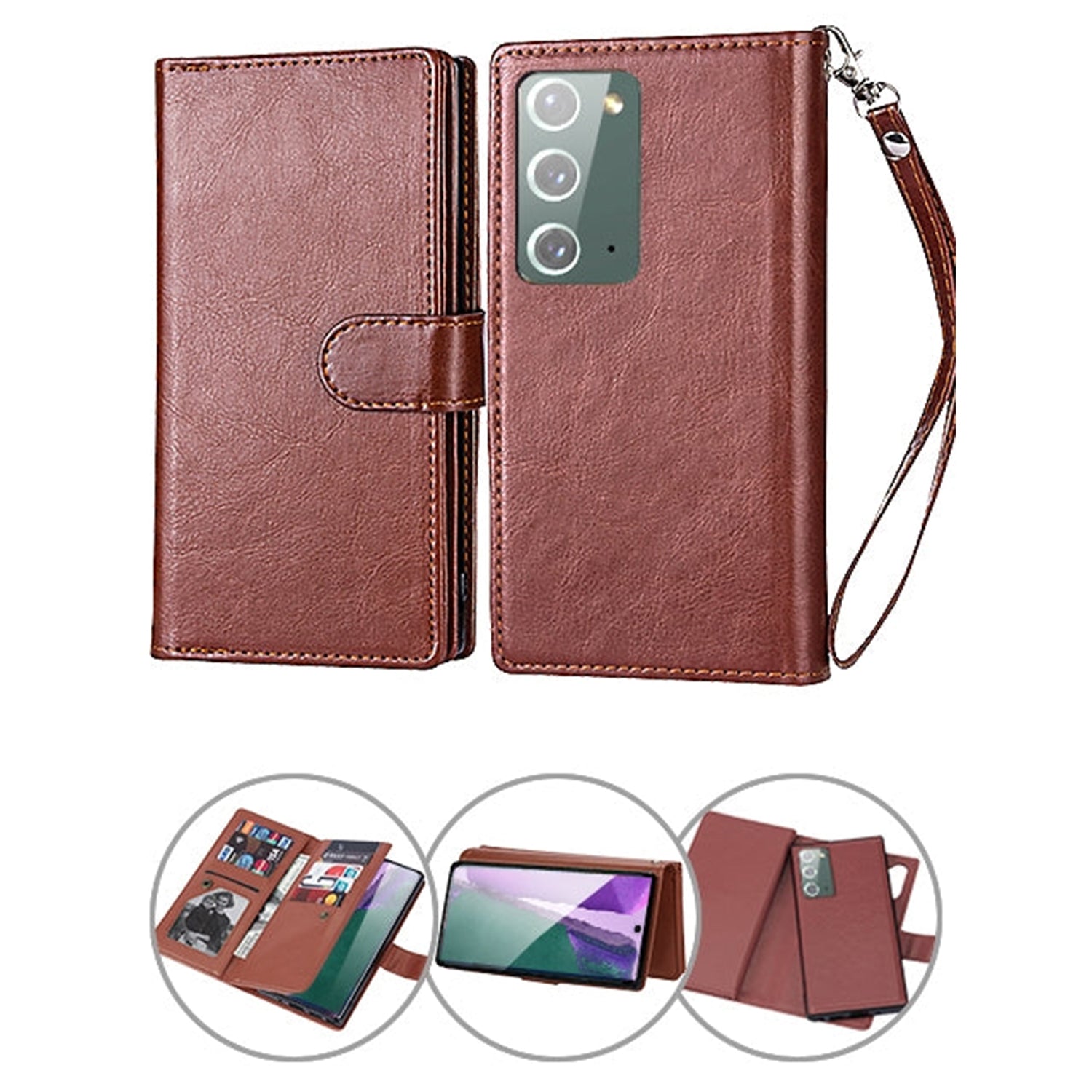 Samsung Galaxy Note 20 2 in 1 Leather Wallet Case With 9 Credit Card Slots and Removable Back Cover