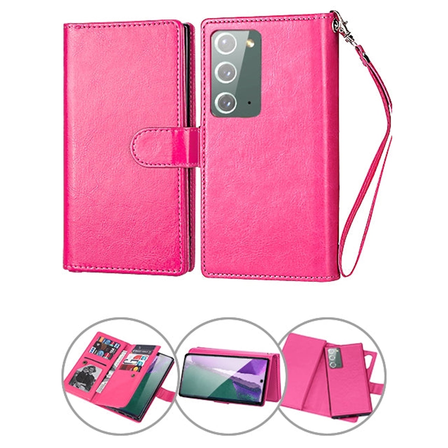 Samsung Galaxy Note 20 2 in 1 Leather Wallet Case With 9 Credit Card Slots and Removable Back Cover