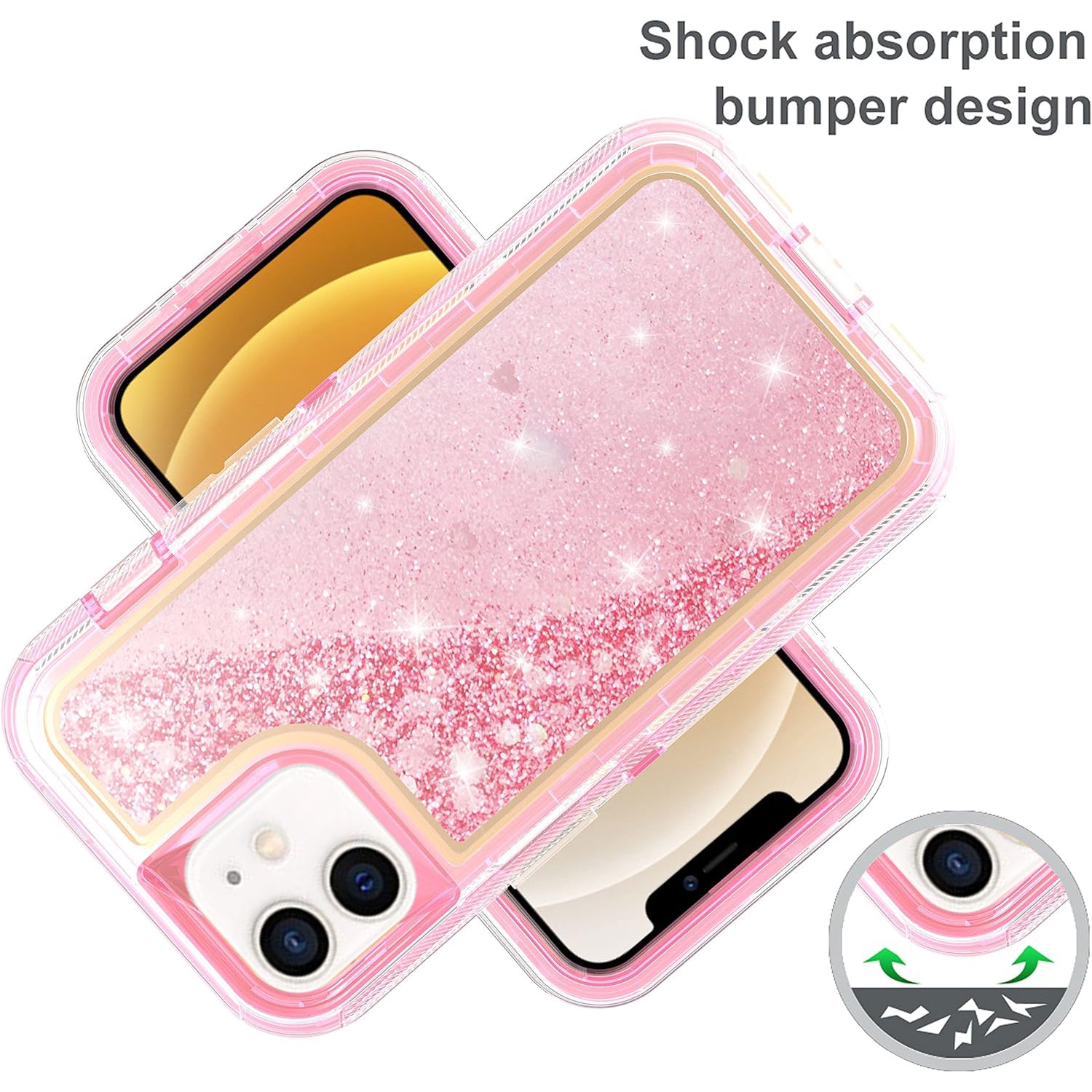 iPhone 11 (6.1") Transparent Floating Glitter Heavy Duty Case