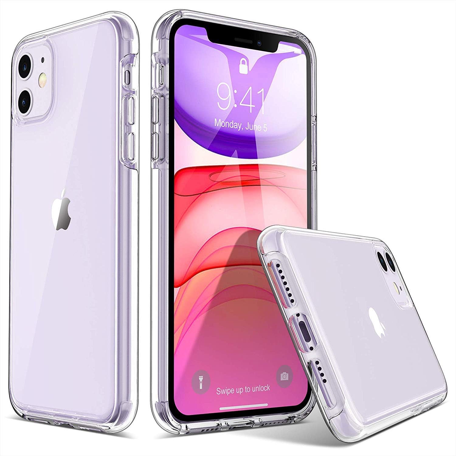 PC Bumper with TPU Back Cover Case for iPhone 11 (6.1") - Clear