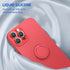 Soft Liquid Silicone Case With Stand Ring Holder For iPhone 12Pro Max (6.7")