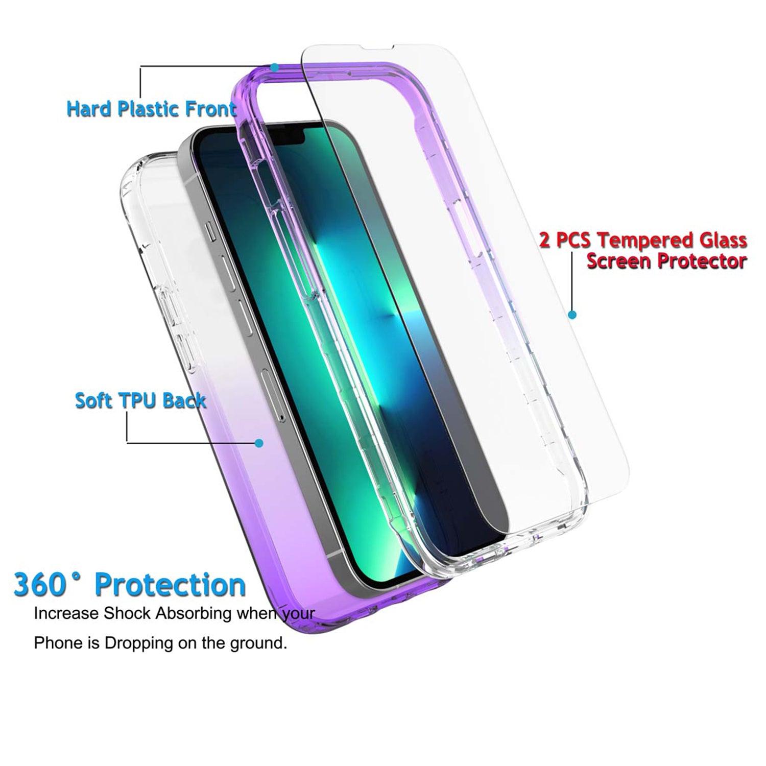 iPhone 14/13 HD gradient transparent  case