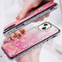 iPhone 14/13 Diamond inlaid on both sides, colorful butterfly quicksand  case