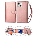 iPhone 13 2 in 1 Leather Wallet Case With 9 Credit Card Slots and Removable Back Cover 